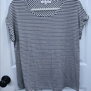 white and black shirt